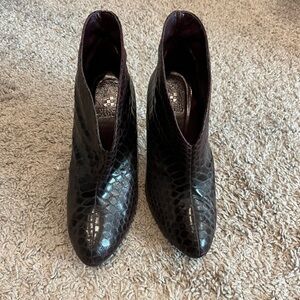 Vince Camuto Dark Purple Snakeskin Ankle Booties